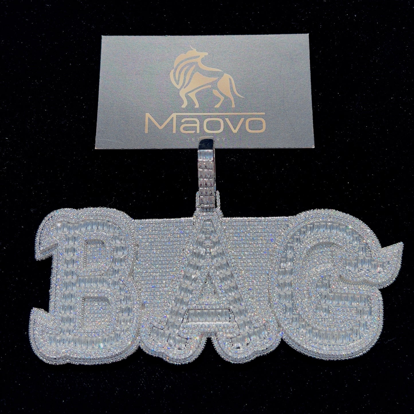 Ice out 20 inch Cuban link chain with custom pendant