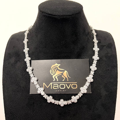 100% PROFIT Iced Out Pendant Necklace – Silver Plated Cuban Link Chain Maovo