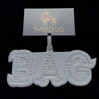 Ice out 20 inch Cuban link chain with custom pendant