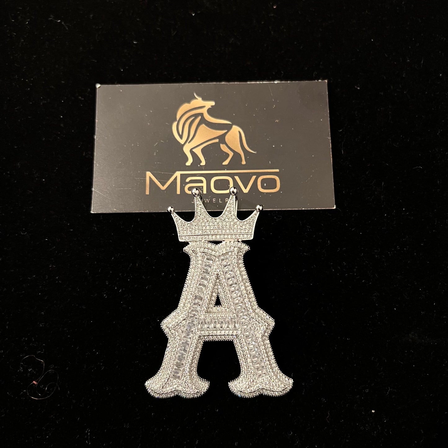 Iced Out Crown Letter A Pendant Necklace – Cuban Link Chain