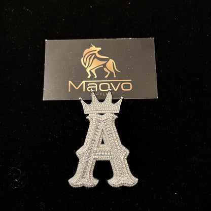 Iced Out Crown Letter A Pendant Necklace – Cuban Link Chain