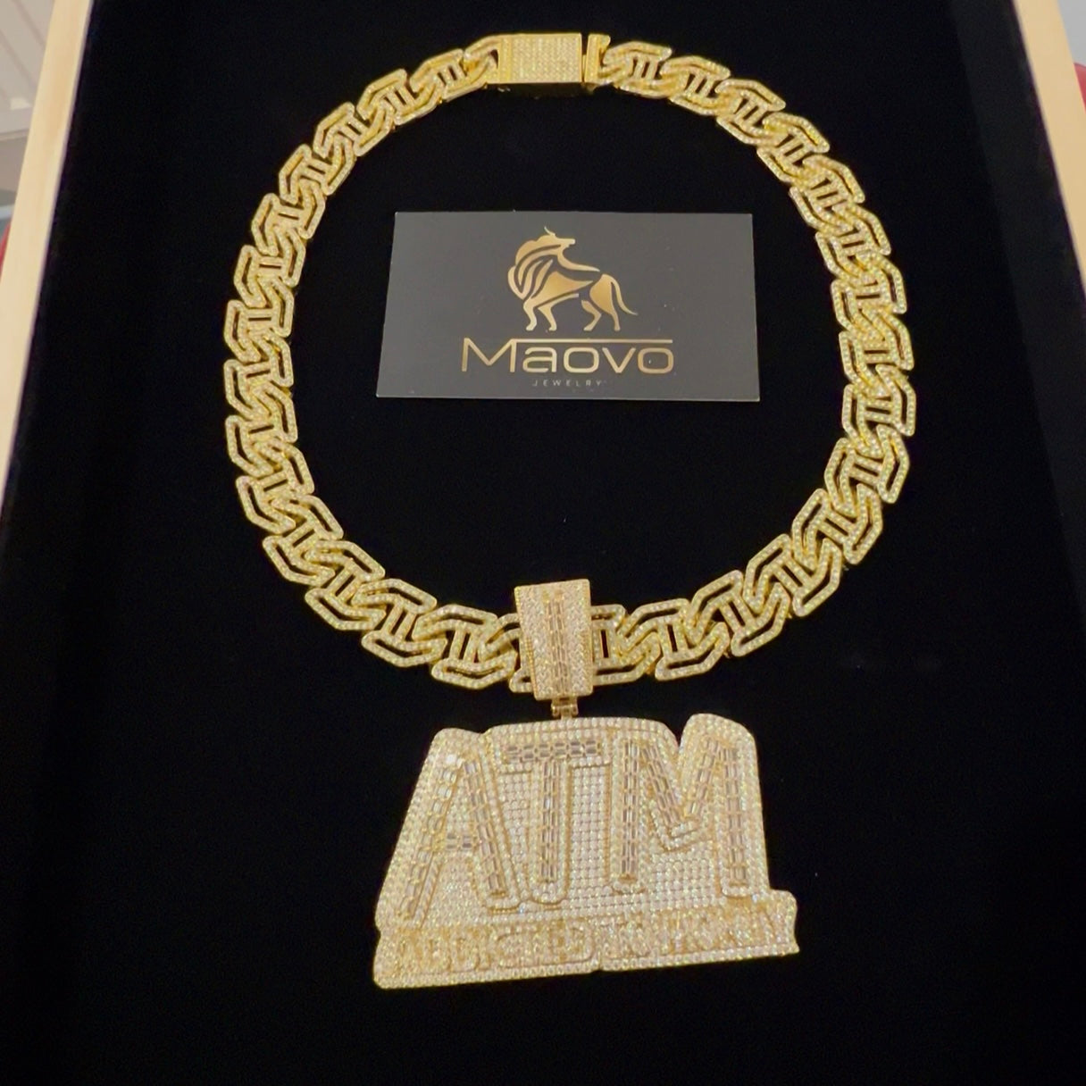 Unisex AAA Iced-Out Cuban Link Chain Necklace – 16mm Hollow Hip Hop Punk Jewelry – Gold Finish – 50.8cm