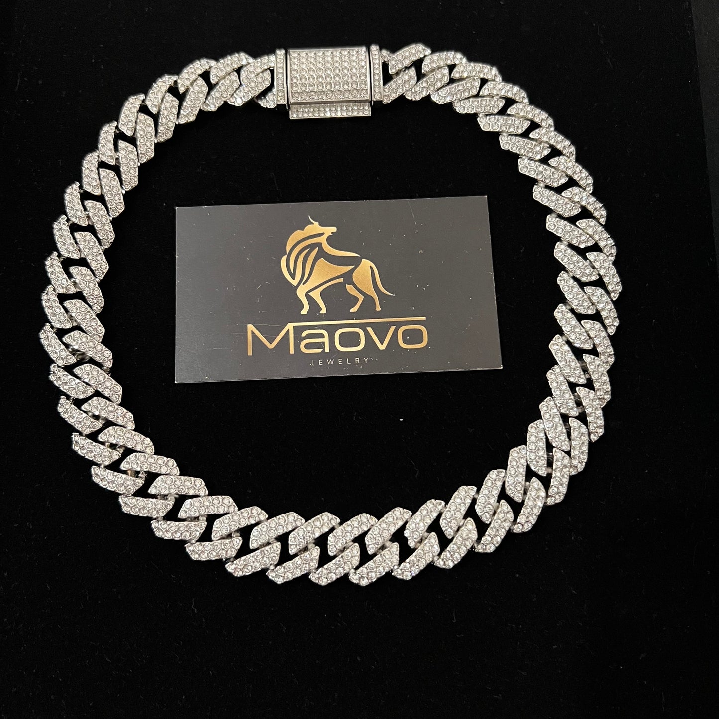 Custom 100” Pendant – With Unisex Hip HopIced Out AAA 18MM Cuban Link Chain “ Rhinestone Miami Cuban Necklace