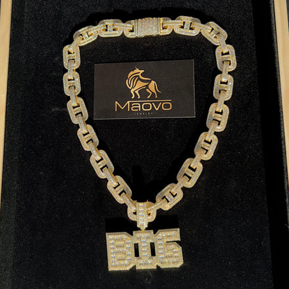 Unisex Custom Hip-Hop Iced Out Chain – Diamond Pave AAA CZ  Necklace (Gold, 20 Inches