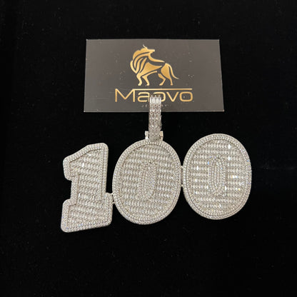 Custom 100” Pendant – With Unisex Hip HopIced Out AAA 18MM Cuban Link Chain “ Rhinestone Miami Cuban Necklace