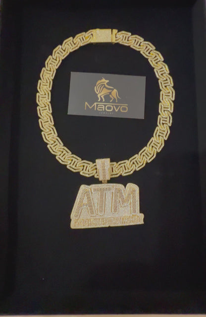 Unisex AAA Iced-Out Cuban Link Chain Necklace – 16mm Hollow Hip Hop Punk Jewelry – Gold Finish – 50.8cm