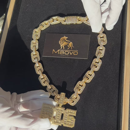 Unisex Custom Hip-Hop Iced Out Chain – Diamond Pave AAA CZ  Necklace (Gold, 20 Inches