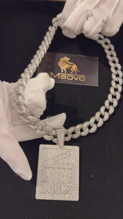 Cuban Link LIVE YOURS Pendant Chain – 50.8cm Silvery Iced Out