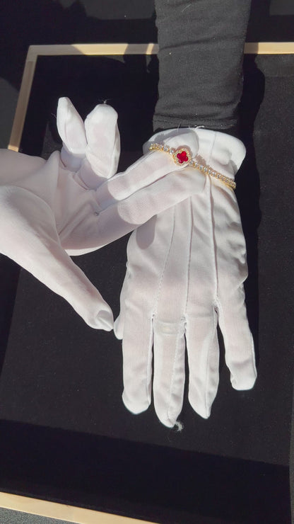 Unisex Fashion Four Leaf  Tennis Bracelet: Red Gold,Silver Charm